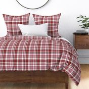Medium Scale Plaid in Candy Pink, Rust Red, and Cream White