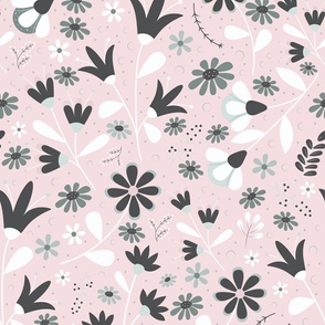 Welcoming Petals - Soft Pink - Flowers - Florals - Nature - Daisies - Botanicals - Sophisticated - Bathroom Wallpaper