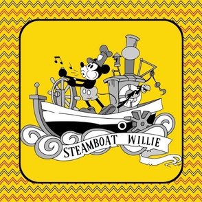 18x18 Panel Classic Mickey Steamboat Willie Chevron