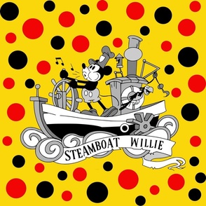 18x18 Panel Classic Mickey Steamboat Willie Boat Dots