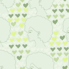 Afro women with Green Hearts