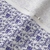 1:12 scale toile dollhouse miniature toile in blue. Dollhouse fabric, wallpaper, or miniature projects and decor.