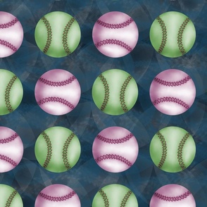 Chewing Gum Pink and Vine Green Baseballs on Little Bear Blue Background