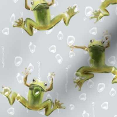 [Medium] Frogs on a window with rain