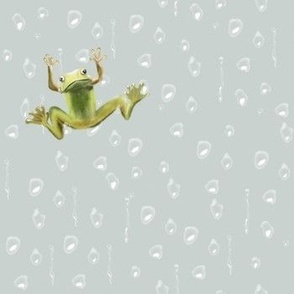 [Small] 1 in Frog on a rainy window - Soft Blue Gray