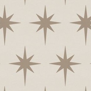 Preppy mushroom brown neutral stars on an off white background