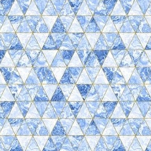 Triangular Marbled Tiles in Light Blue - Ditsy Scale - Geometric Marbling Triangles Faux Textures modern