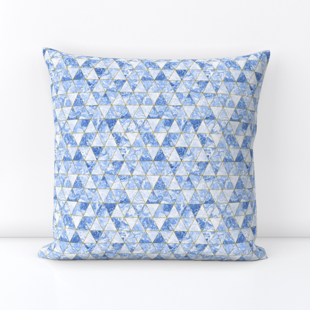 Triangular Marbled Tiles in Light Blue - Small Scale - Geometric Marbling Triangles Faux Textures modern