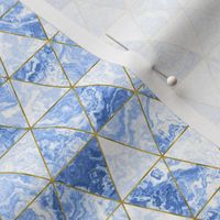 Triangular Marbled Tiles in Light Blue - Small Scale - Geometric Marbling Triangles Faux Textures modern