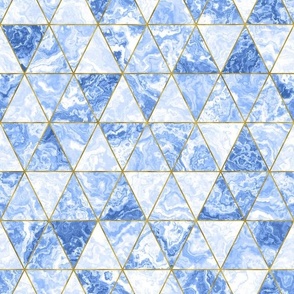 Triangular Marbled Tiles in Light Blue - Medium Scale - Geometric Marbling Triangles Faux Textures modern beach