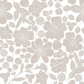 All Over Pressed Flower Silhouette - 8x8 Neutral Beige