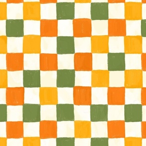 Retro Orange and Green Painted Checkers