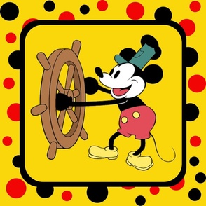 18x18 Panel Classic Mickey Steamboat Willie Dots