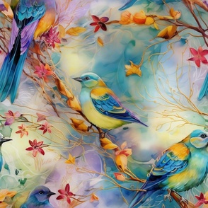 Watercolor Autumn Birds
