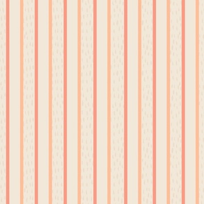 Vertical stripes with raindrop fleck in warm peachy pinks for girls