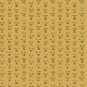 Small Dog Inspired Begging Faces Print in Mustard Yellow