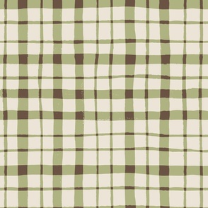 Large Plaid Blender Print for Fancy Pet Collars in Cream and Green