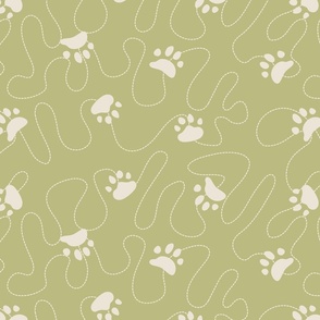 Large Pet Inspired Paw Print Coordinate in Chartreuse Green