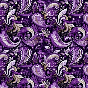Regal Paisley Elegance - Luxurious Swirl Fabric Design