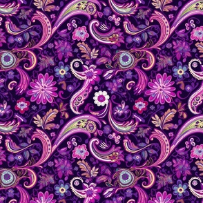 Enchanted Paisley Paradise - Vibrant Floral Fabric Design
