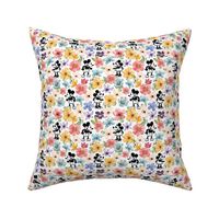 Smaller Classic Mickey and Minnie Watercolor Flower Garden