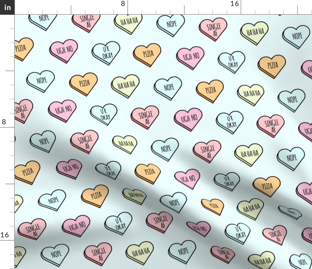 Sassy & Sarcastic Candy Heart Pattern on Blue