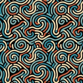 Retro Swirl Redux - Vintage-Inspired Abstract Design