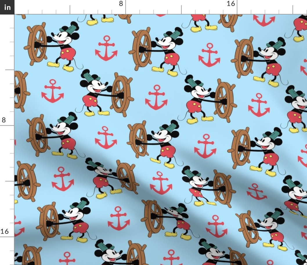 Bigger Steamboat Willie Nautical Mouse Blue