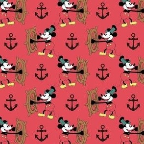 Smaller Steamboat Willie Nautical Mouse in Red