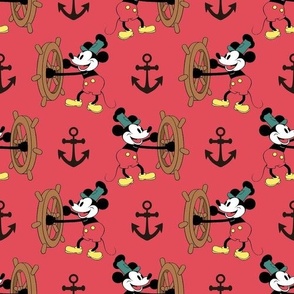 Bigger Steamboat Willie Nautical Mouse in Red
