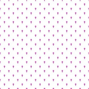 2xSmall Scale ditsy - Crosses - Fuchsia Pink on a White Unprinted Background