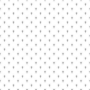 2xSmall Scale ditsy-Crosses - Gray on a White Unprinted Background