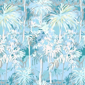 Abstract Light Blue Pastel Palm Forest by kedoki