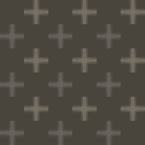 Swiss Cross - Intersecting Line Cross - Geometric Cross Shape - Masculine - Tri color Brown Monochrome - Large