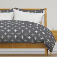 Swiss Cross - Intersecting Line Cross - Geometric Cross Shape - Masculine - Tri color Grey Monochrome - Large