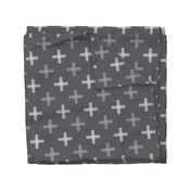 Swiss Cross - Intersecting Line Cross - Geometric Cross Shape - Masculine - Tri color Grey Monochrome - Large