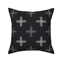 Swiss Cross - Intersecting Line Cross - Geometric Cross Shape - Masculine - Tri color Black Monochrome - Large
