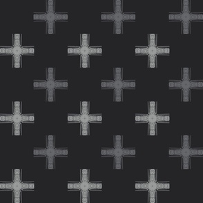 Swiss Cross - Intersecting Line Cross - Geometric Cross Shape - Masculine - Tri color Black Monochrome - Large