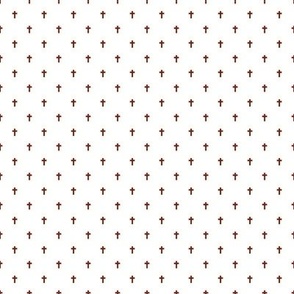 2xSmall Scale ditsy-Crosses - Dark red on a White Unprinted Background