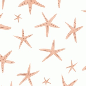 Hand Drawn Peach Starfish on Cream