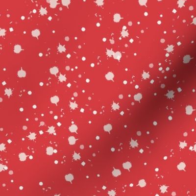 Splatter ditsy dots | White on Tricycle Red 