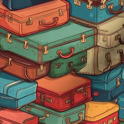 3d Stacks of Suitcases Fun Vacation Suitcase Travel