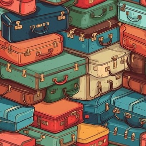 3d Stacks of Suitcases Fun Vacation Suitcase Travel