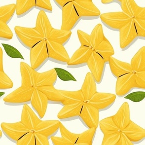 Tropical Star Fruit Yellow Island Garden Food