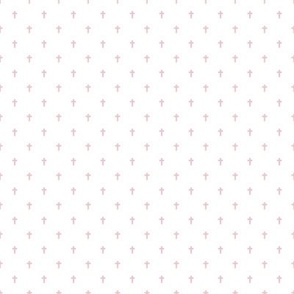 2xSmall Scale ditsy - Crosses - light pink on a white (unprinted) background