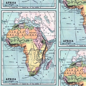 Large Vintage Map of Africa 12 x 16 Panels