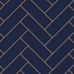 Dark blue and gold herringbone pattern