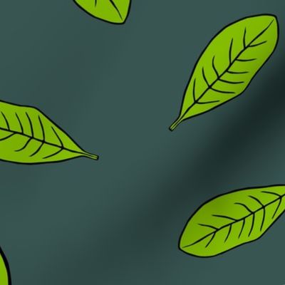 green leaves on olive green (big)
