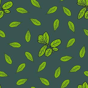green leaves on olive green (medium)