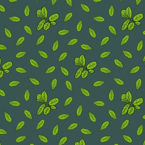 green leaves on olive green (small)
